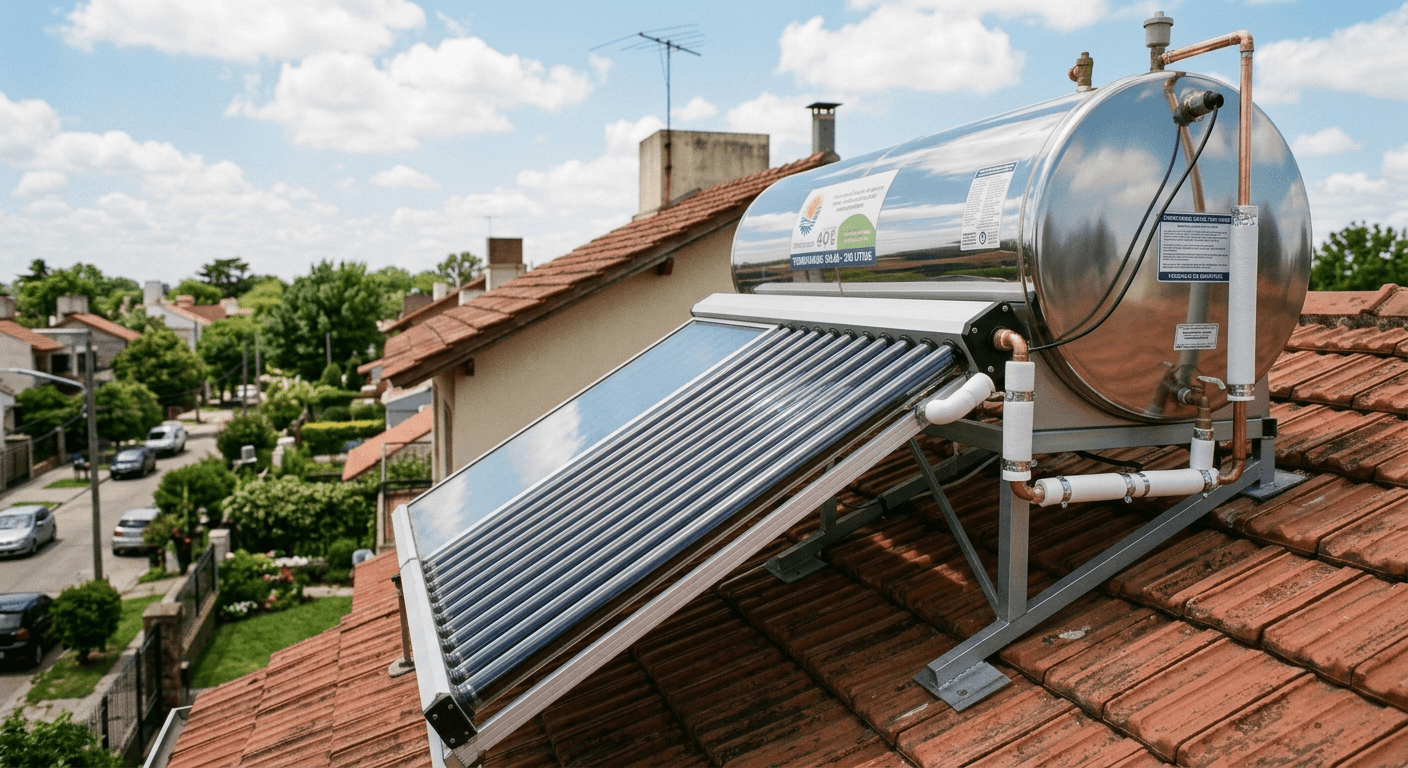 termotanque solar instalado en un techo